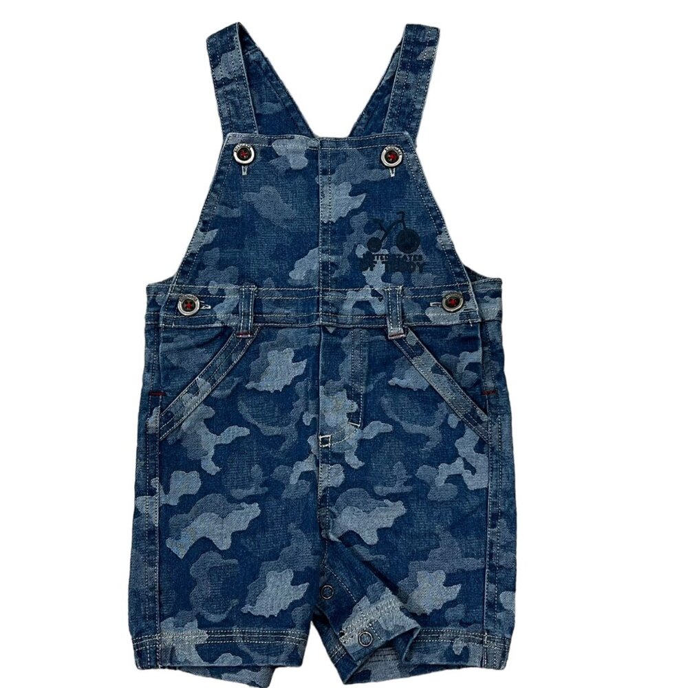 Absorba Baby Boys' Camo Denim Short Overalls Size 6 Months NWOT